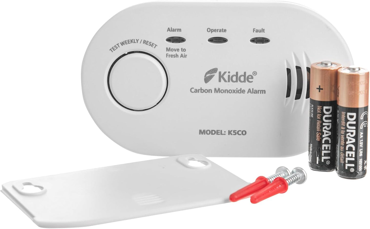 5CO Carbon Monoxide Alarm and Detector with AA Batteries - 10 Year Sensor Life CO Alarm for Home