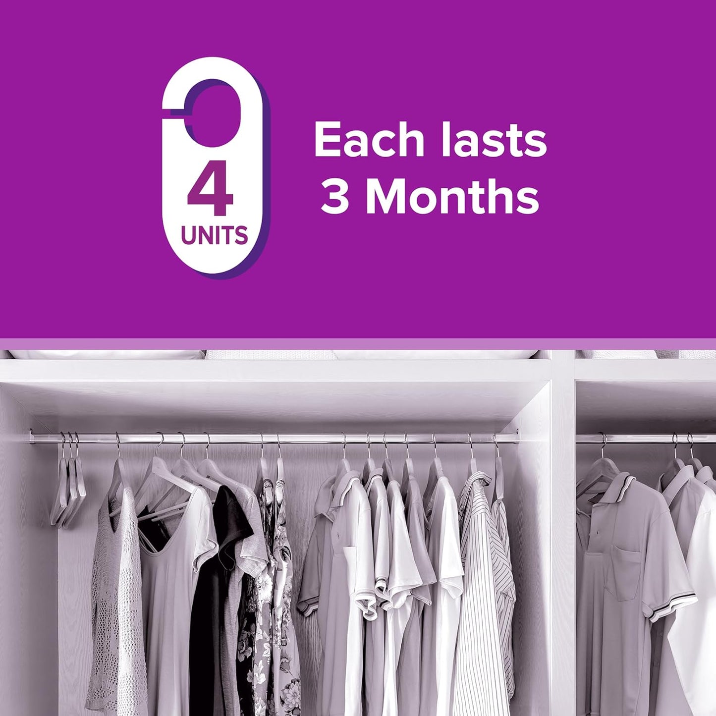 Hanging Moth Killer 4 Pack for Wardrobes - Max Performance - Kills in 24 to 48 Hours - Protects Clothing & Bedding