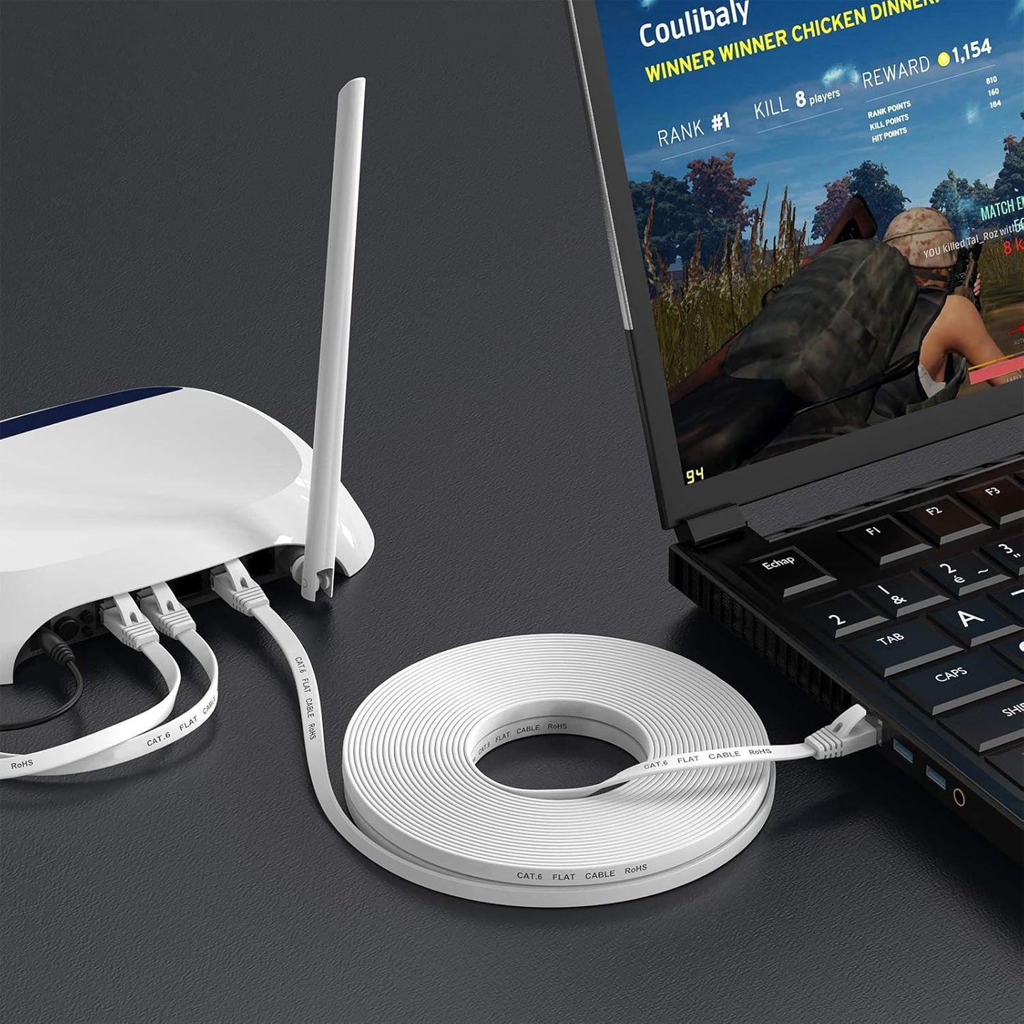 Ethernet Cable 5M, Cat6/Cat 6E Ethernet Cable High Speed with Network Patch Cords, LAN Cable with Rj45 Connector for Router Modem Faster than Cat 5E/Cat 5-White