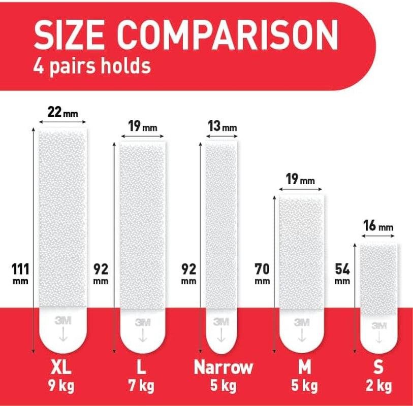 Medium Picture Hanging Strips, Value Pack - 8 Pairs (16 Strips) Adhesive Strips, White - for Pictures, Frames, Mirrors, Wall Décor - Damage Free Hanging