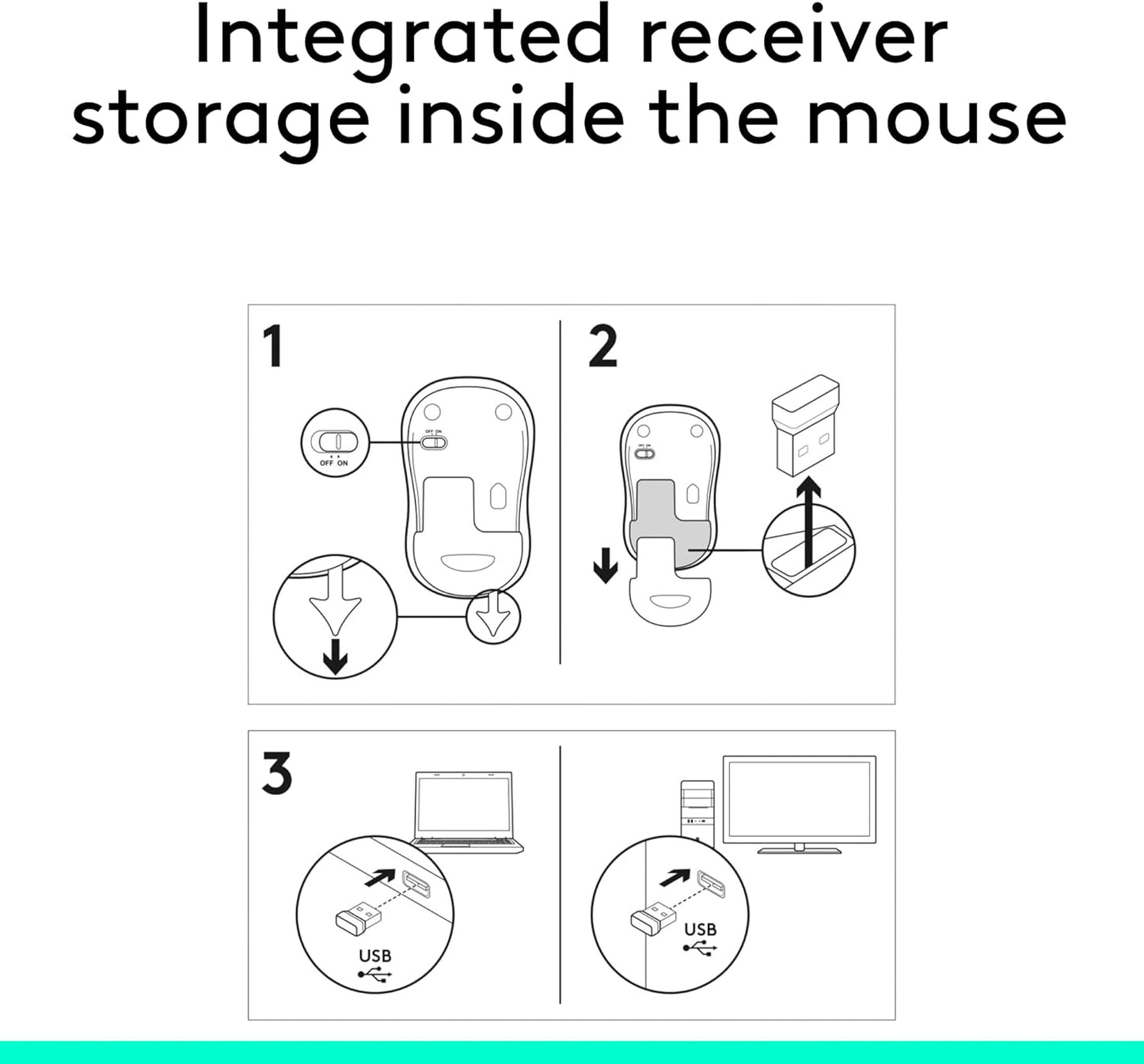 M185 Wireless Mouse, 2.4Ghz with USB Mini Receiver, 12-Month Battery Life, 1000 DPI Optical Tracking, Ambidextrous, Compatible with PC, Mac, Laptop - Grey