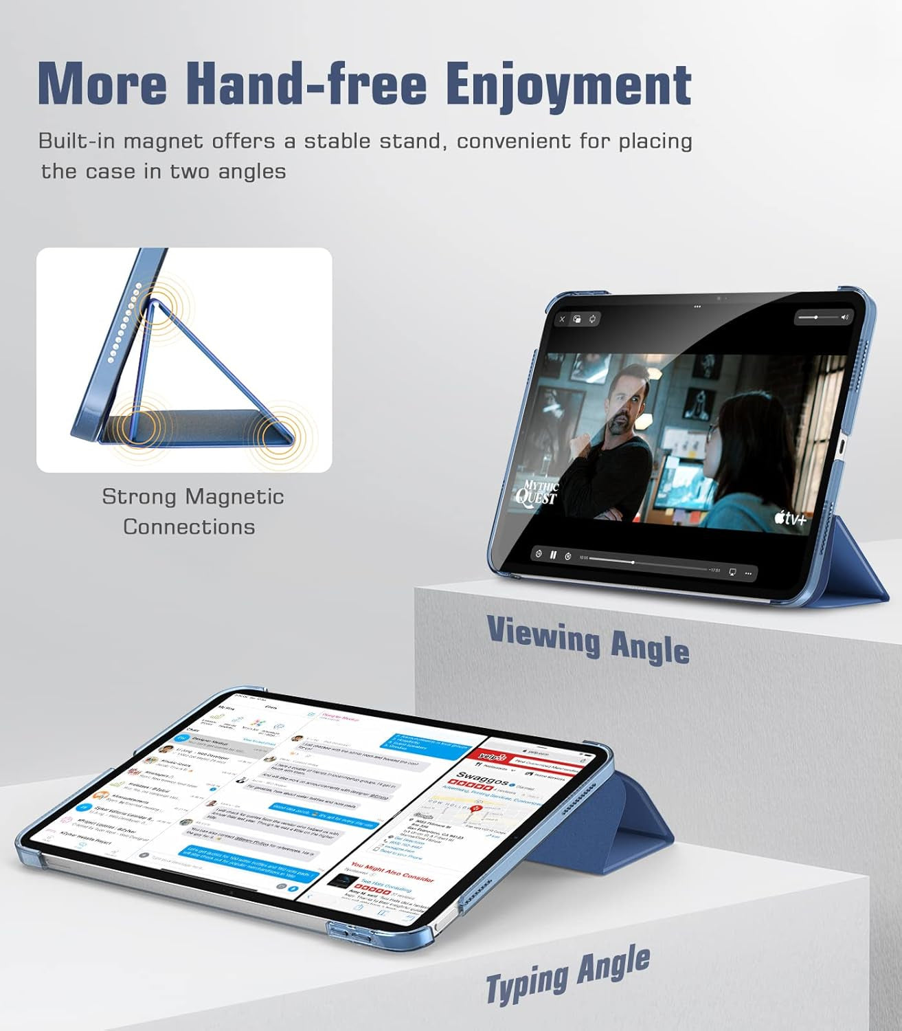 Case for Ipad (A16) 11Th Generation 11 Inch 2025/Ipad 10Th Generation 10.9 Inch 2022, Slim Stand Cover with Hard Translucent Back, Support Touch ID, Auto Wake/Sleep, Abyss Blue