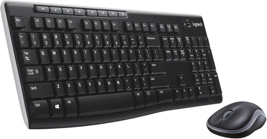MK270 Wireless Keyboard and Mouse Combo for Windows, 2.4 Ghz Wireless, Compact Mouse, 8 Multimedia and Shortcut Keys, 2-Year Battery Life, for PC, Laptop, QWERTY UK English Layout - Black