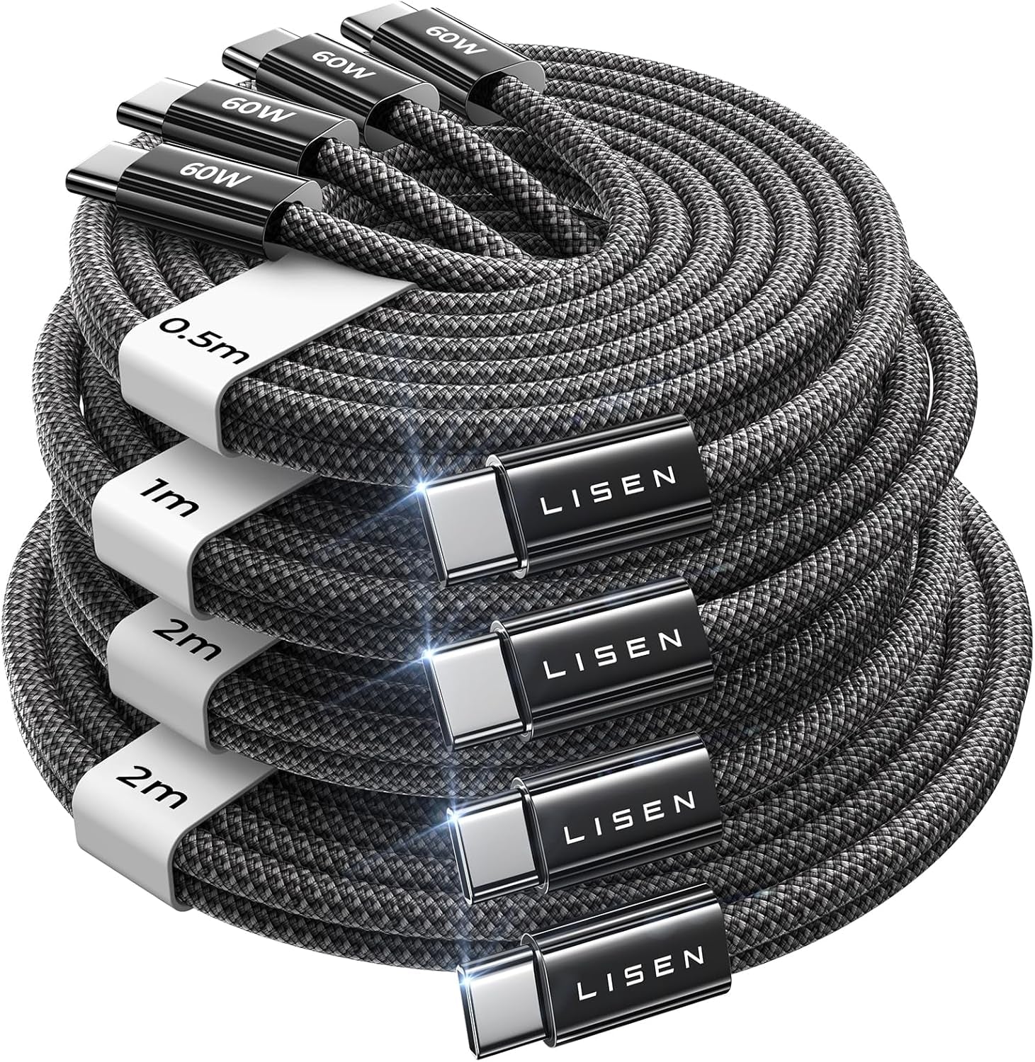 USB C to USB C Cable Charger 4-Pack [0.5/1/2/2M] for USBC to USBC Cable 60W C to Type C Charger Cables Fast Charging for Iphone 17 Pro Max 16 15 Ipad Pro Air Samsung Galaxy S25 S24 Pixel Switch