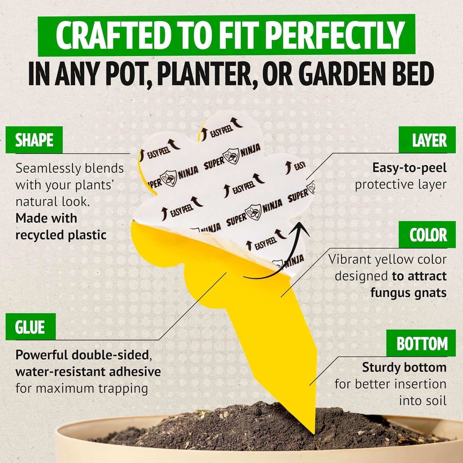 Fungus Gnat Killer - 30 Pack, Effective Gnat Killer for Indoor Plants, Non-Toxic & Nature-Friendly, Safe for Kids & Pets Yellow Sticky Fly Traps, Lasts up to 3 Months