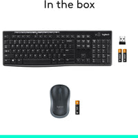 MK270 Wireless Keyboard and Mouse Combo for Windows, 2.4 Ghz Wireless, Compact Mouse, 8 Multimedia and Shortcut Keys, 2-Year Battery Life, for PC, Laptop, QWERTY UK English Layout - Black