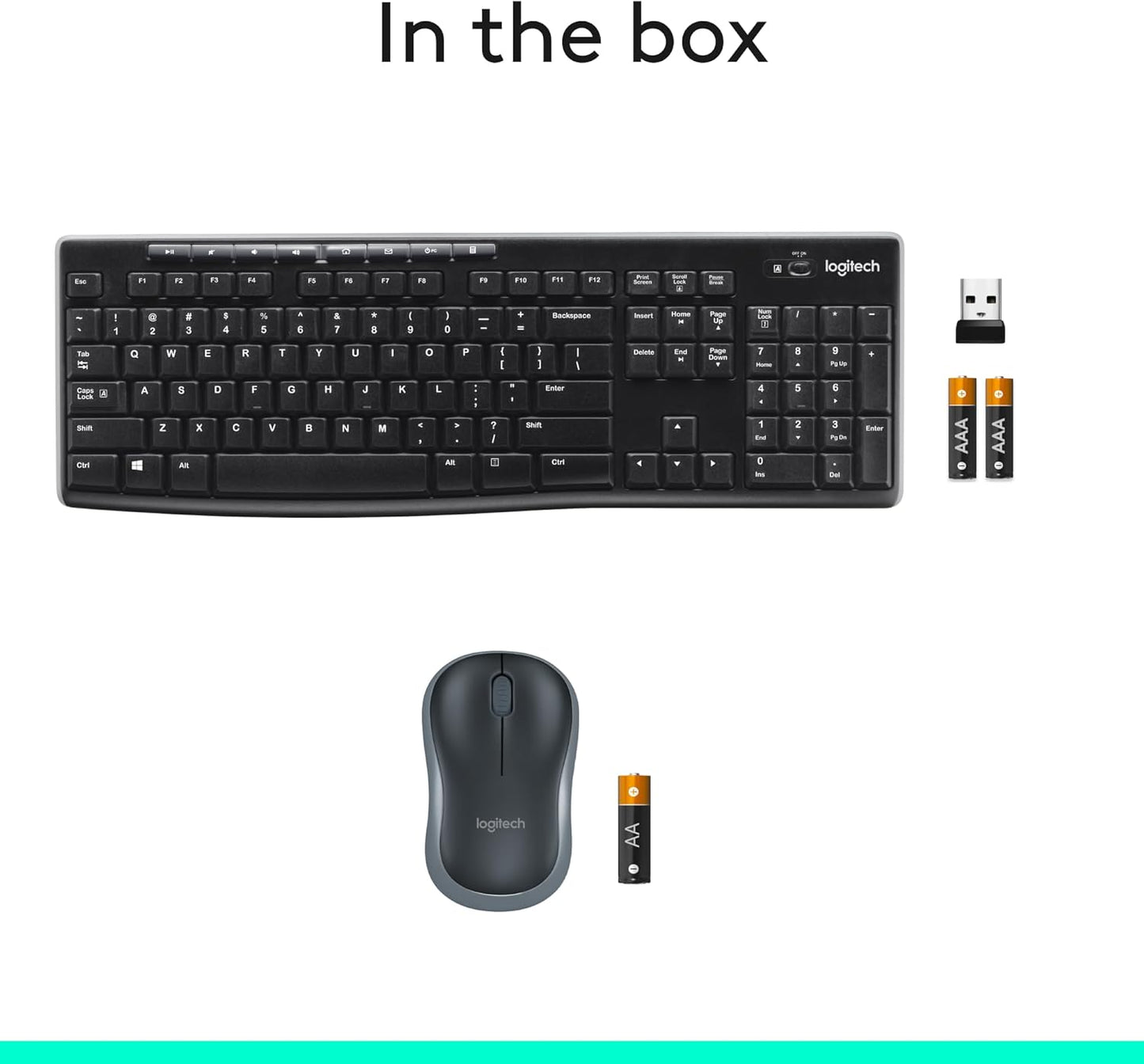 MK270 Wireless Keyboard and Mouse Combo for Windows, 2.4 Ghz Wireless, Compact Mouse, 8 Multimedia and Shortcut Keys, 2-Year Battery Life, for PC, Laptop, QWERTY UK English Layout - Black