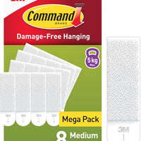 Medium Picture Hanging Strips, Value Pack - 8 Pairs (16 Strips) Adhesive Strips, White - for Pictures, Frames, Mirrors, Wall Décor - Damage Free Hanging