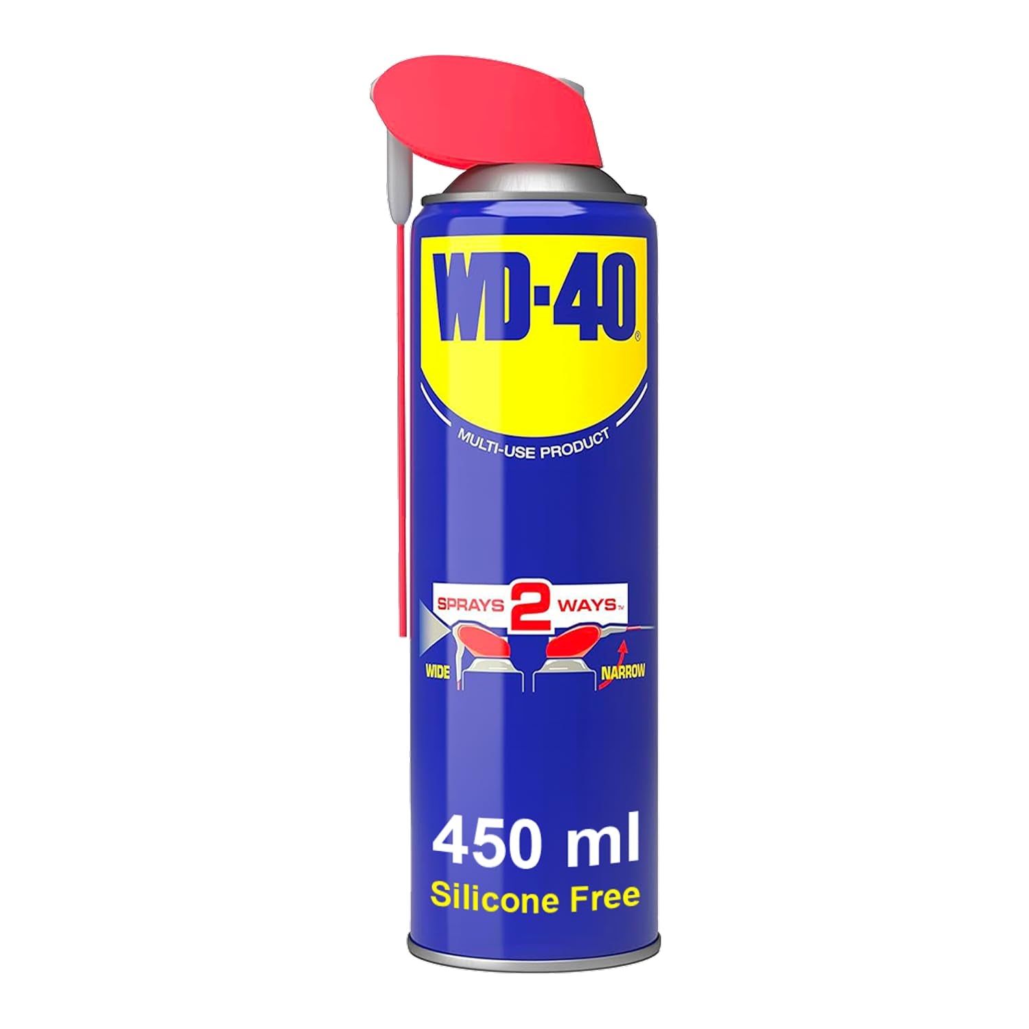 Multi Use Lubricant Spray 450Ml, Wide and Narrow Smart Straw, Multipurpose WD40 Spray Lubricant for Maintenance, Water Displacement, and Rust Protection on Gears, Threads, and Hinges