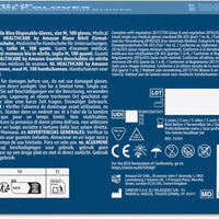 Nitrile Blue Disposable Gloves, Powder-Free, Size M, 100 Count (Previously Hevea Brand)
