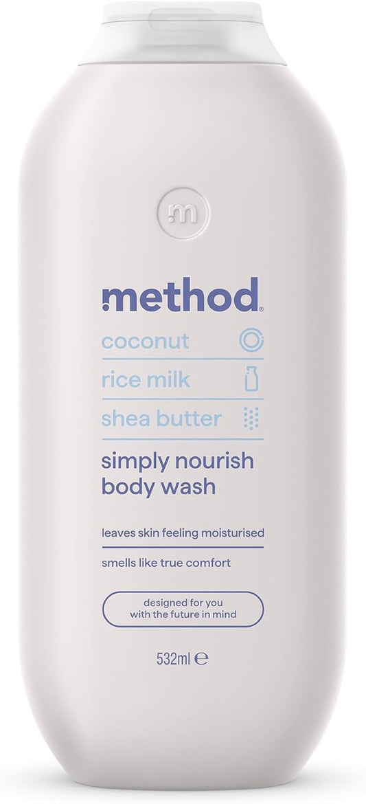 Body Wash, Simply Nourish, Shower Gel, Coconut, Rice Milk and Shea Butter Scent, Pack of 1, 532Ml