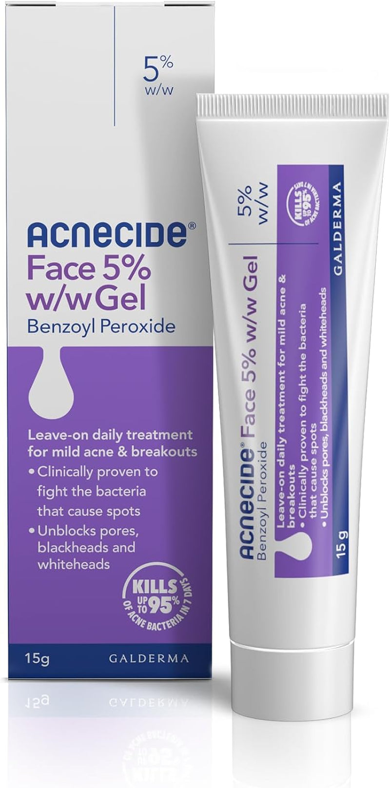 Face Gel 5% Benzoyl Peroxide Acne Treatment for Spot Prone Skin 15G