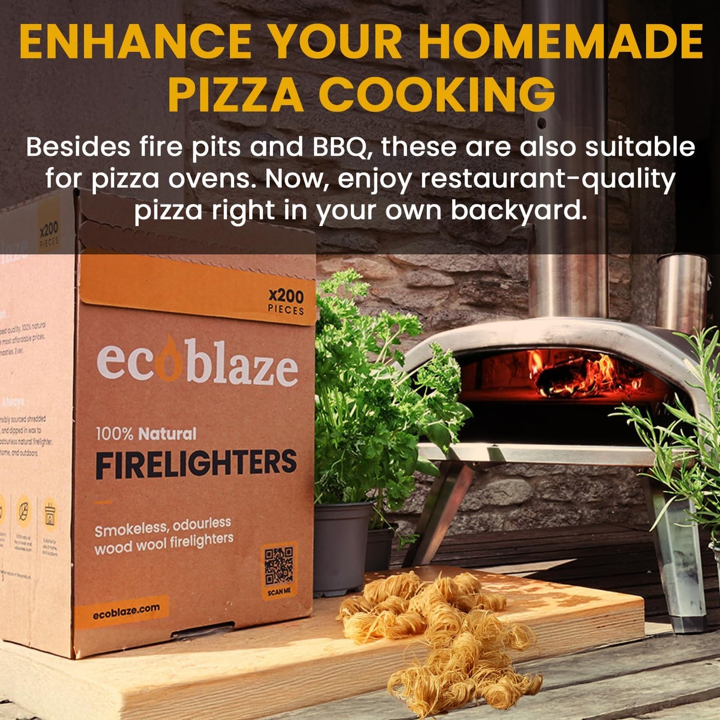 200 Firelighters -  Natural Firelighters | Fast Lighting & Odourless, Fire Lighters for Wood Burners & BBQ Ovens, Stoves & Fireplaces