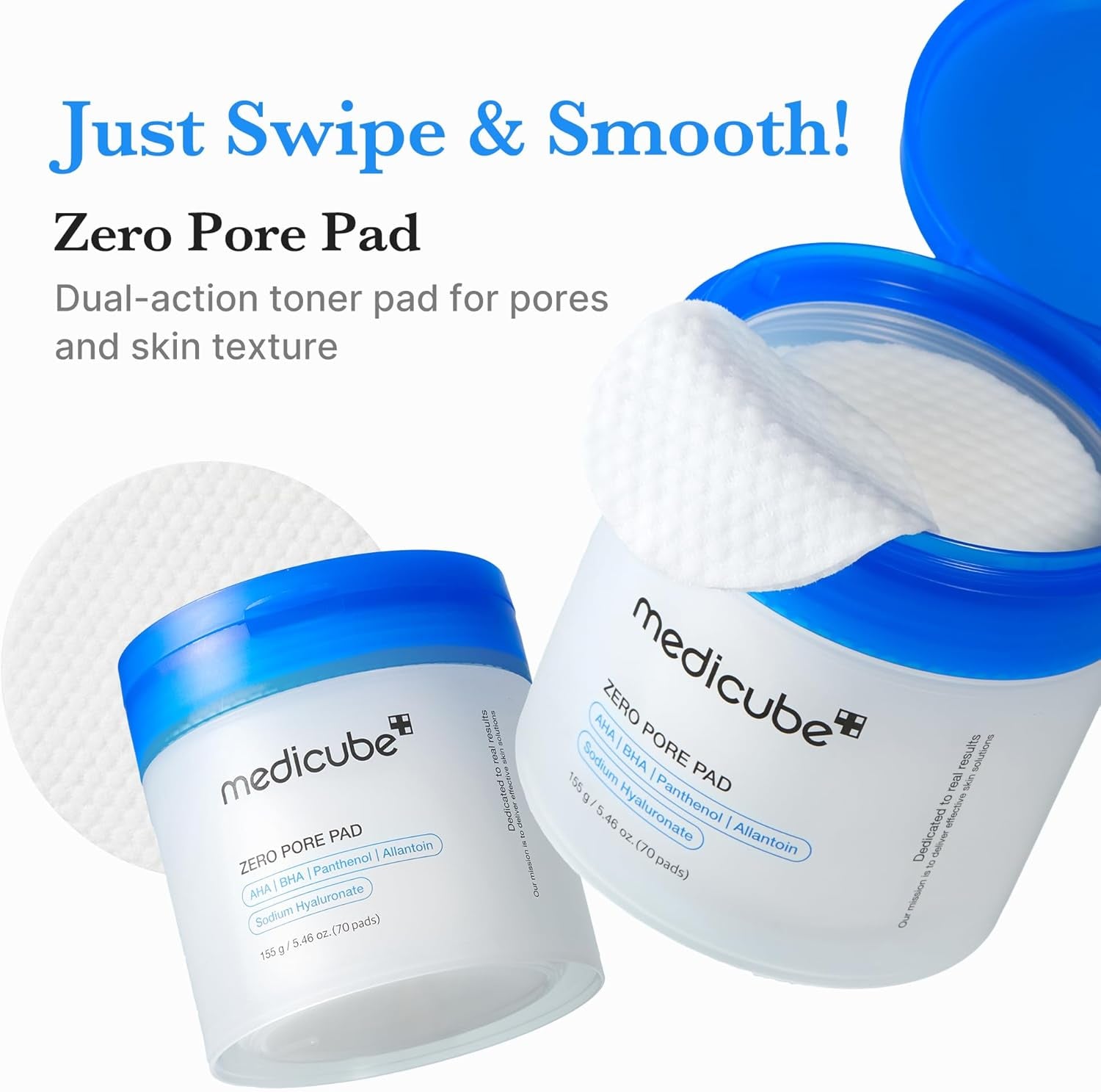 Zero Pore Pads 2.0, Dual-Textured Facial Toner Pads for Exfoliation and Pore Care with 4.5% AHA Lactic Acid & 0.45% BHA Salicylic Acid, Ideal for All Skin Types, Korean Skin Care (70 Units)