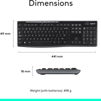 MK270 Wireless Keyboard and Mouse Combo for Windows, 2.4 Ghz Wireless, Compact Mouse, 8 Multimedia and Shortcut Keys, 2-Year Battery Life, for PC, Laptop, QWERTY UK English Layout - Black