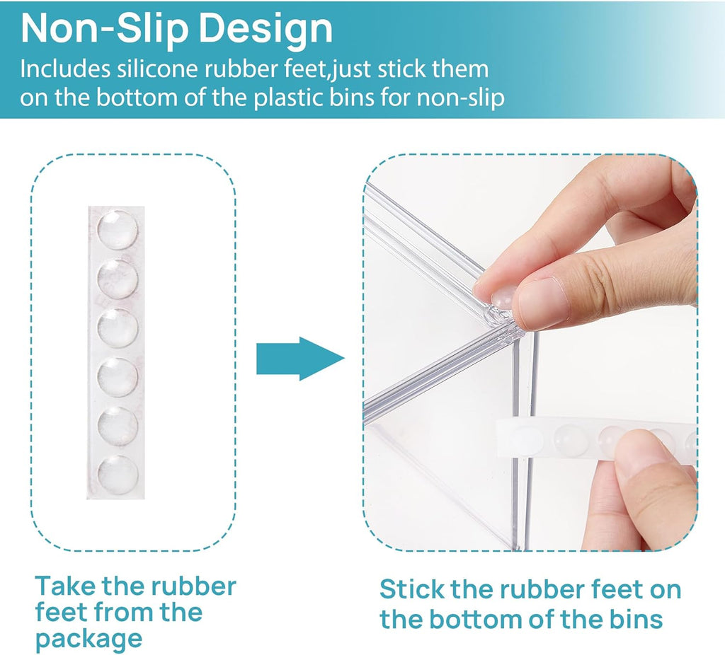 4 Pack Clear Makeup Organiser, Acrylic Small Stackable Storage Drawers, Plastic Storage Box for Vanity, Bathroom, under Sink, Kitchen Cupboard, Pantry, Home Organization