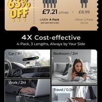 USB C to USB C Cable Charger 4-Pack [0.5/1/2/2M] for USBC to USBC Cable 60W C to Type C Charger Cables Fast Charging for Iphone 17 Pro Max 16 15 Ipad Pro Air Samsung Galaxy S25 S24 Pixel Switch