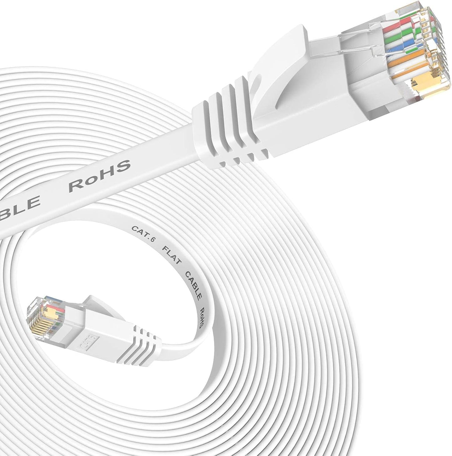 Ethernet Cable 5M, Cat6/Cat 6E Ethernet Cable High Speed with Network Patch Cords, LAN Cable with Rj45 Connector for Router Modem Faster than Cat 5E/Cat 5-White