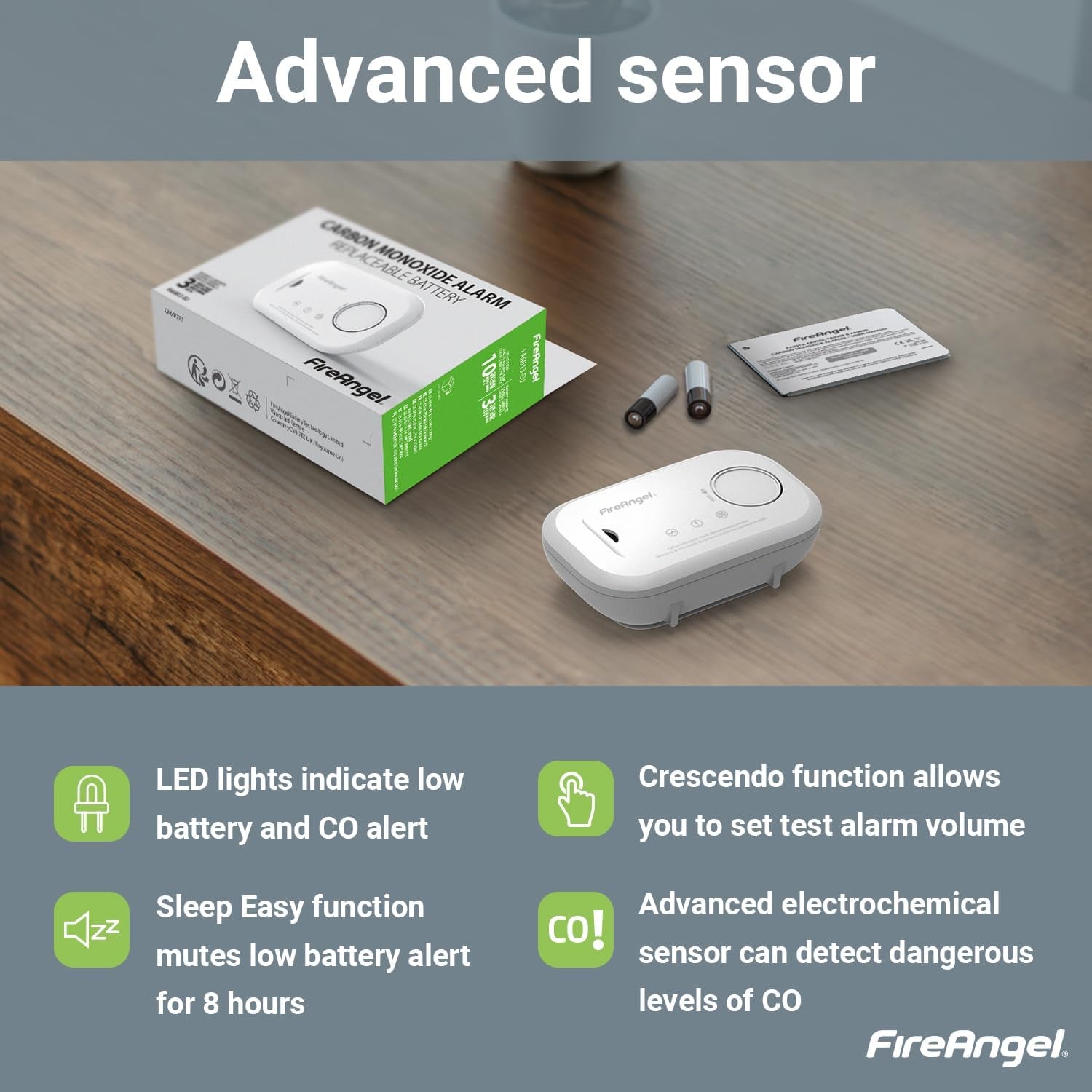 Carbon Monoxide Alarm and Detector - FA6813 10-Year Sensor Life CO Alarm for Home with AA Batteries - Travel, Portable Carbon Monoxide Detector - CO Detector Monitor with Test Button, Single