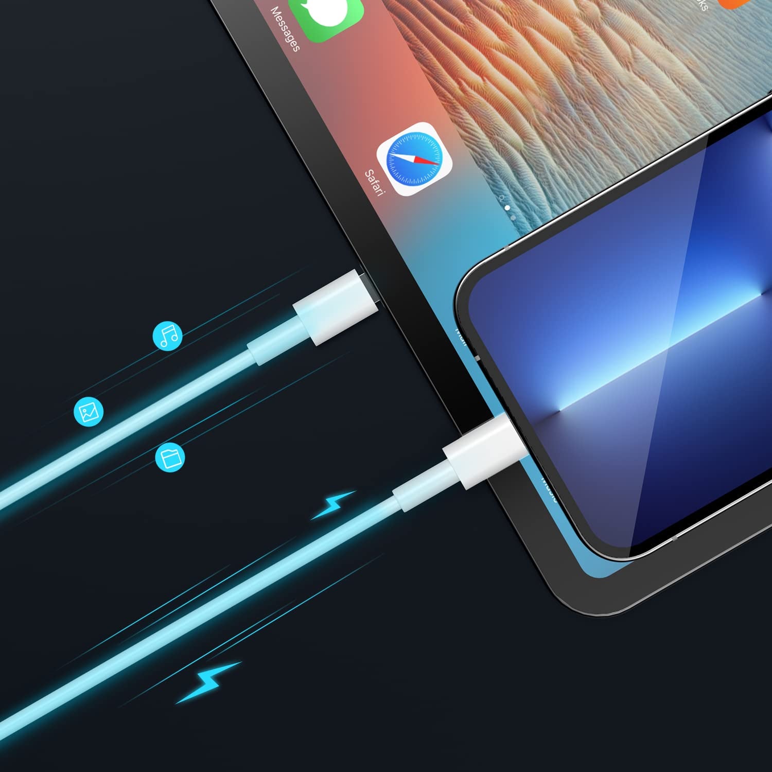 USB C to Lightning Cable 1M [Apple Mfi Certified] Iphone Fast Charger Cable USB-C Charging Cord for Iphone 13/12/12 PRO Max/12 Mini/11/11Pro/Xs/Max/Xr/X/8/8Plus/Ipad