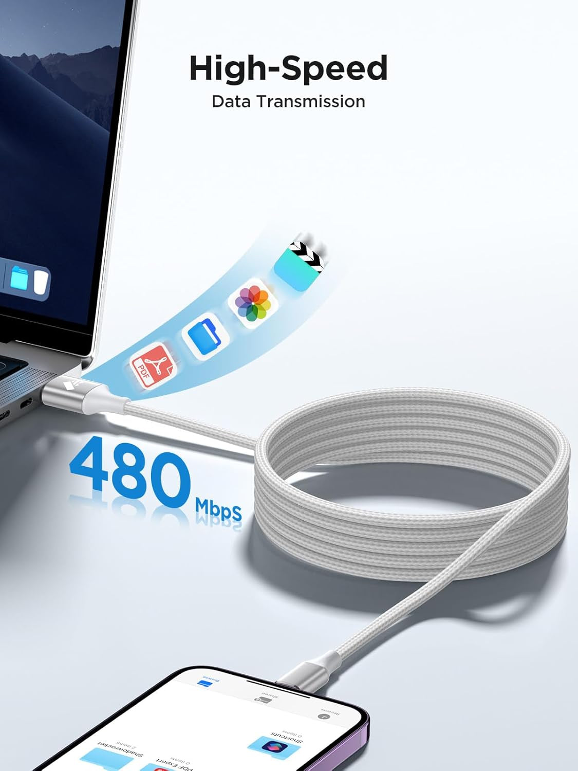 Iphone Charger Cable 2M, Mfi Certified Lightning Cable Fast Charging Iphone Charger Nylon USB Iphone Charging Cable Lead for Iphone 14 13 12 11 Pro Max XS XR X 8 7 6 plus 5 Se,Ipad