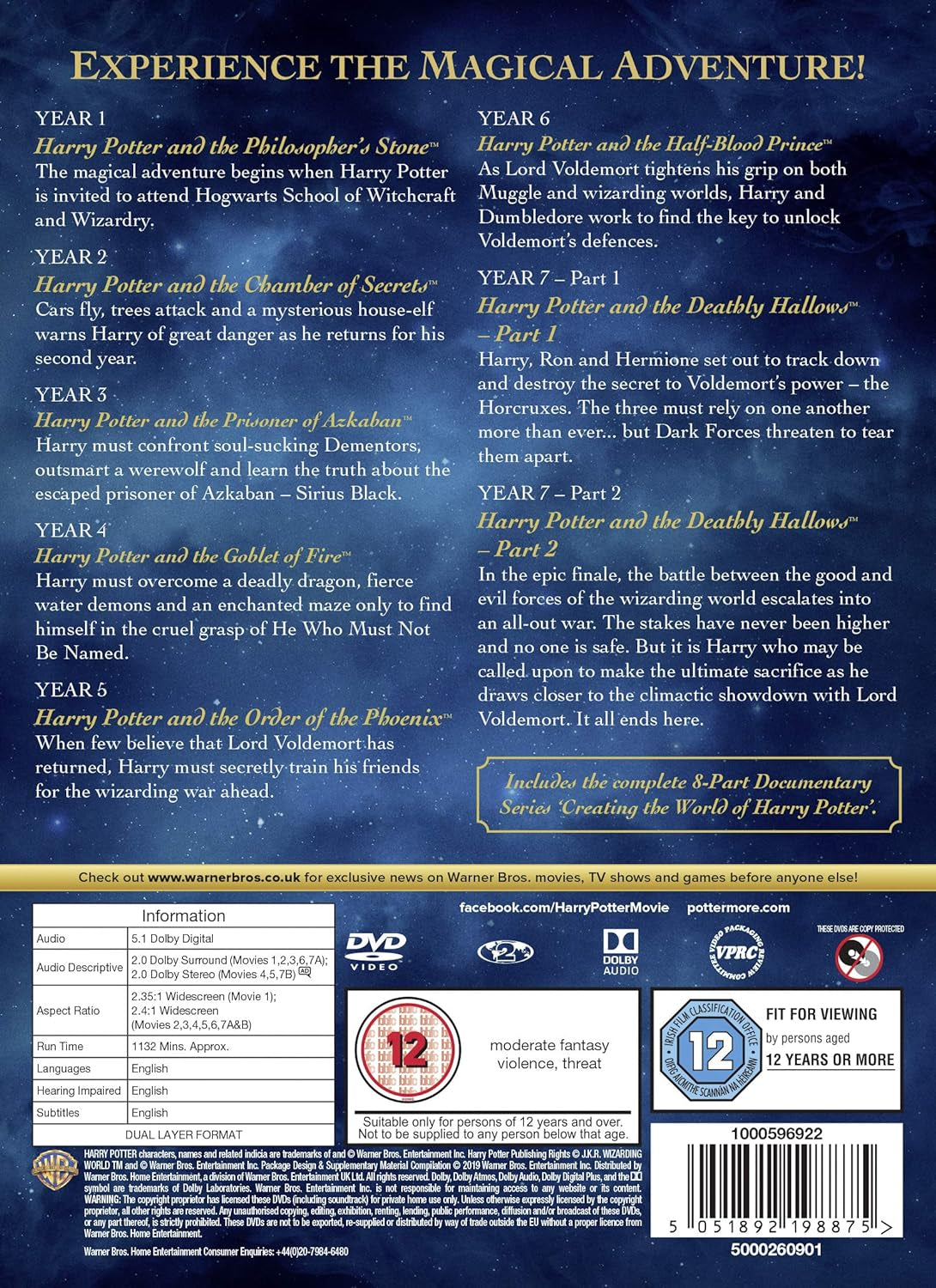 Harry Potter: the Complete 8-Film Collection [DVD] [2001] [2016](DVD Cover May Vary)