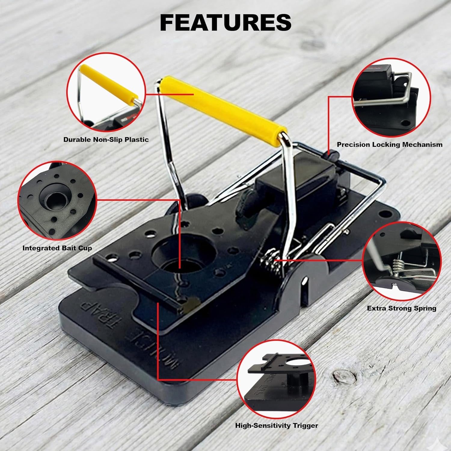 6 X Mouse Trap, 6 Pack Heavy Duty Reusable Snap Traps That Kill Instantly, High Sensitive Mice Catcher UK, Safe and Effective Rodent Trap for Indoors and Outdoors, Easy Set-Up & Clean