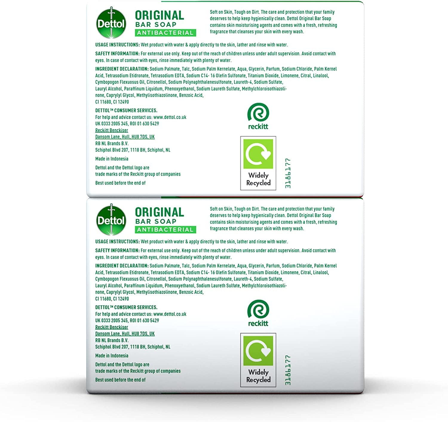 Soap, Original Antibacterial Bar, 2 Pack (100G X 2) Disinfectant, Soft on Skin, Tough on Dirt, Suitable for Everyday Use, Contains Skins Moisturising Agents, Kills 99.9 Percent of Bacteria