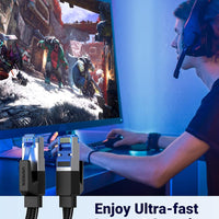 Ethernet Cable 5M, Cat 8 Internet Cable Flat High-Speed 40Gbps 2000Mhz Network Cable, Gigabit Braided RJ45 LAN Cable Patch Cord Compatible for Pc/Laptop, PS5, Xbox, Modem, Router, Switch, TV