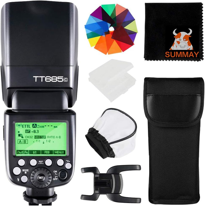 TT685C TTL Flash 1/8000S High-Speed Sync GN60 Support E-TTL II Autoflash Camera Flash Speedlite for Canon EOS Cameras 5D 6D 7D 77D 80D 100D 200D 750D 750D 800D 1300D 2000D