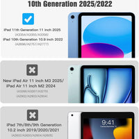 Case for Ipad (A16) 11Th Generation 11 Inch 2025/Ipad 10Th Generation 10.9 Inch 2022, Slim Stand Cover with Hard Translucent Back, Support Touch ID, Auto Wake/Sleep, Abyss Blue