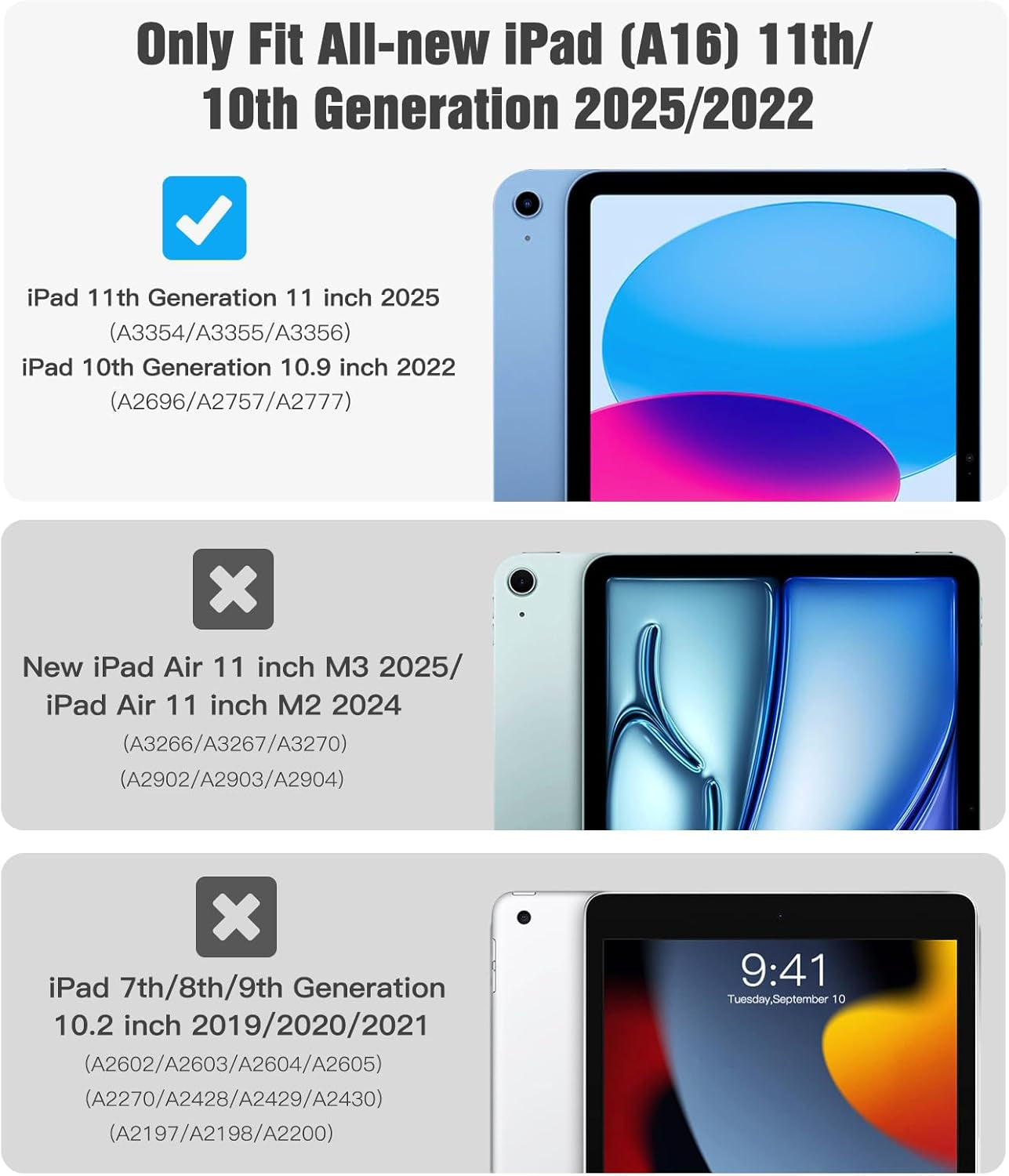 Case for Ipad (A16) 11Th Generation 11 Inch 2025/Ipad 10Th Generation 10.9 Inch 2022, Slim Stand Cover with Hard Translucent Back, Support Touch ID, Auto Wake/Sleep, Abyss Blue