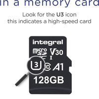128GB Microsd Card Premium High Speed 4K Video Memory Card - up to 100Mb/S Read and 50Mb/S Write, UHS-I, U3, Class 10, A1 App Performance - for Smartphones, Tablets, Drones, Game Consoles