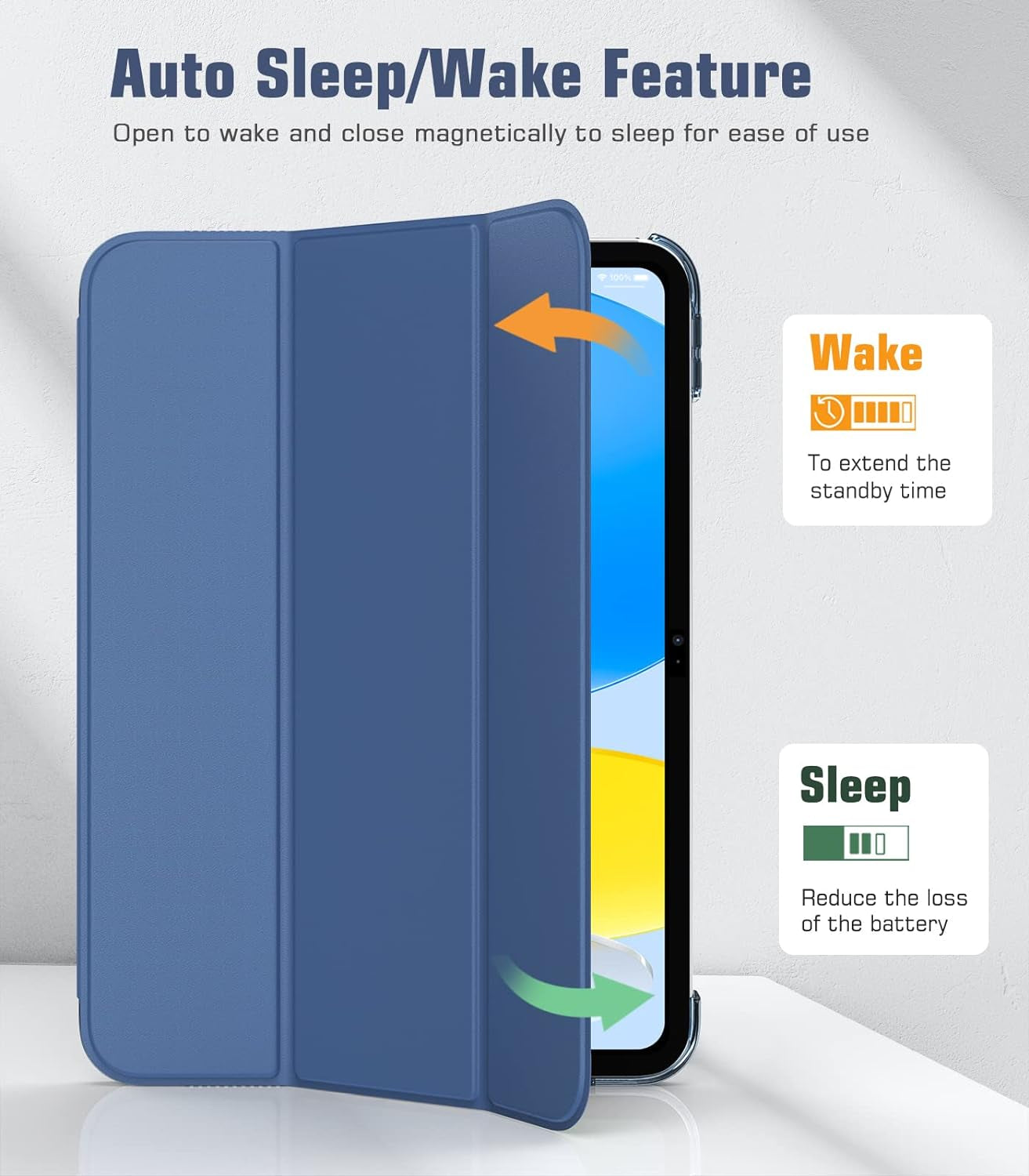 Case for Ipad (A16) 11Th Generation 11 Inch 2025/Ipad 10Th Generation 10.9 Inch 2022, Slim Stand Cover with Hard Translucent Back, Support Touch ID, Auto Wake/Sleep, Abyss Blue