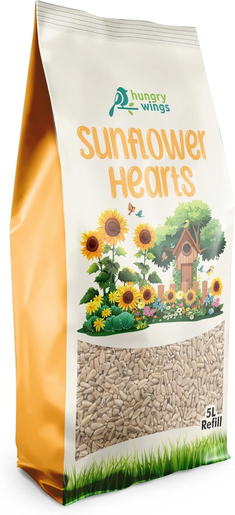 Premium Wild Bird Food 5L Refill, (5L Bag, Sunflower Hearts)