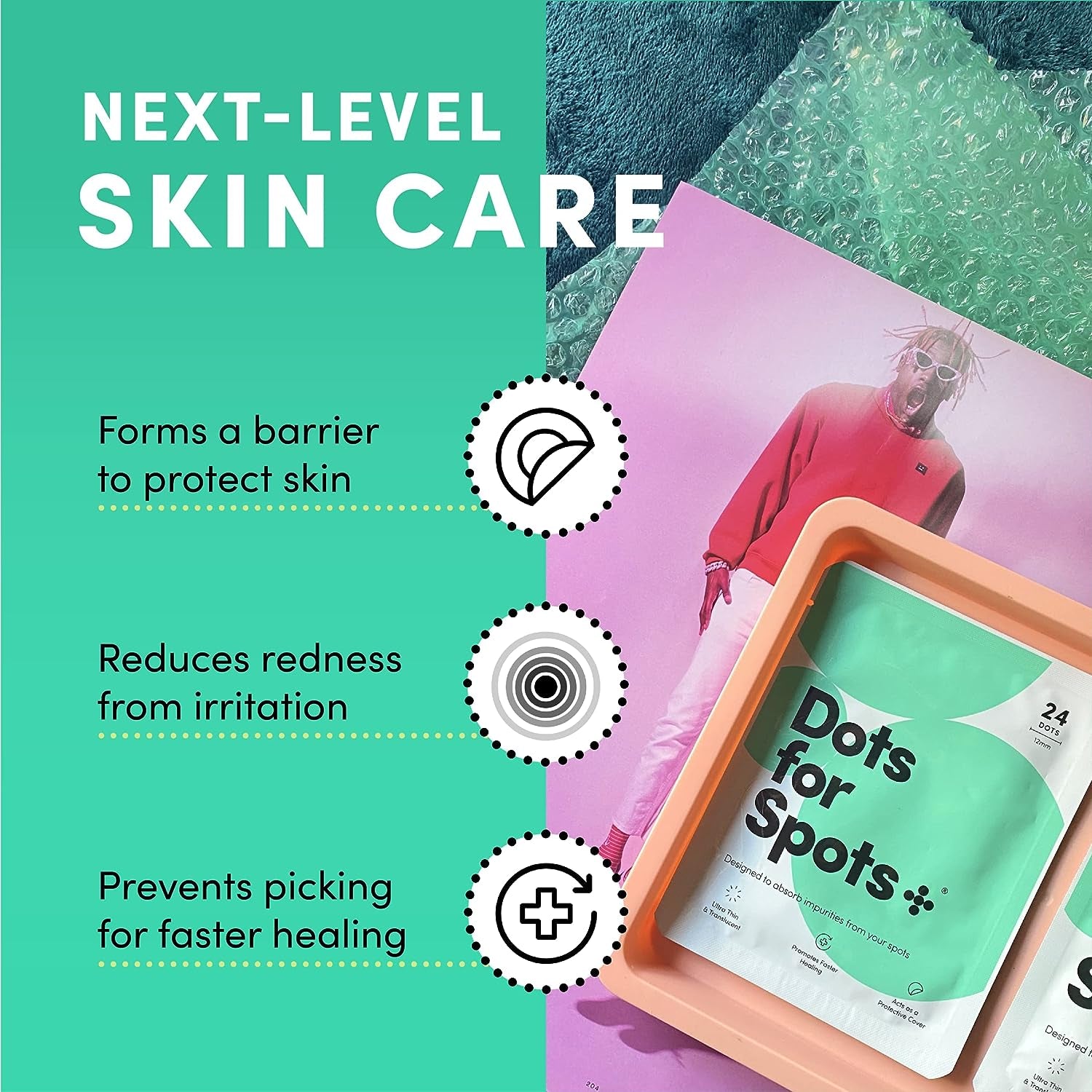 Pimple Patches - Stocking Fillers - Pack of 24 Translucent Hydrocolloid Spot Treatment Stickers for Face - Fast-Acting, Vegan & Cruelty Free - Korean Skin Care