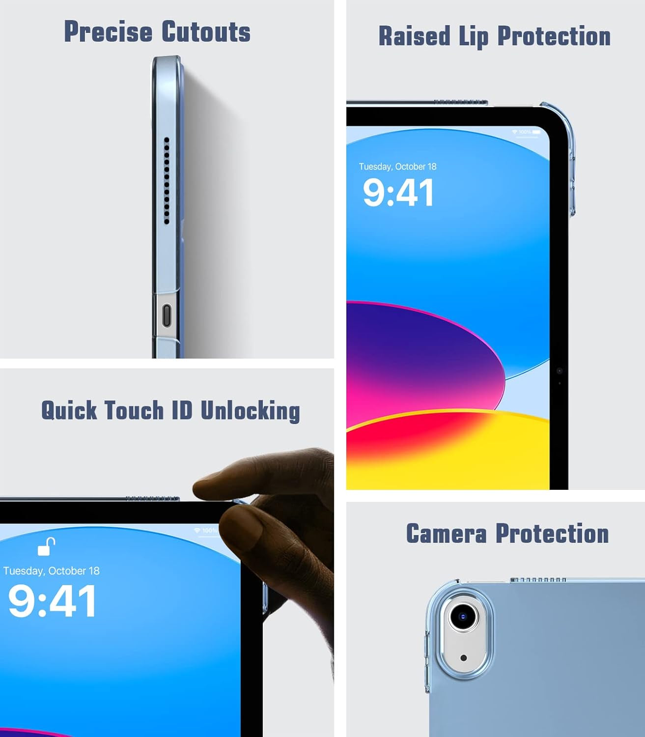 Case for Ipad (A16) 11Th Generation 11 Inch 2025/Ipad 10Th Generation 10.9 Inch 2022, Slim Stand Cover with Hard Translucent Back, Support Touch ID, Auto Wake/Sleep, Abyss Blue