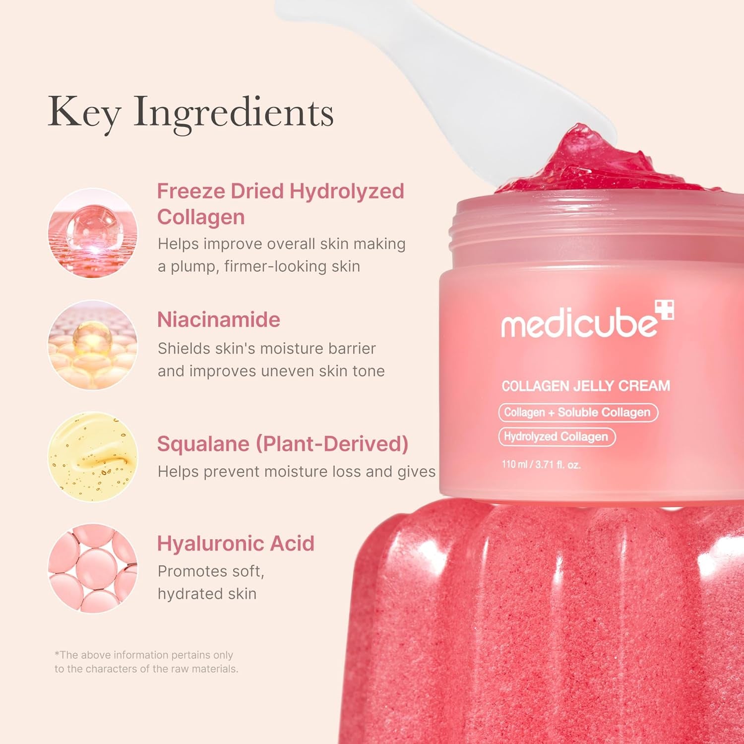 Collagen Jelly Cream- Niacinamide & Freeze-Dried Hydrolyzed Collagen-Boosts Skin Barrier Hydration & Gives 24H Glow & Firmer Looking Skin | No Artificial Color, Korean Skincare 110Ml