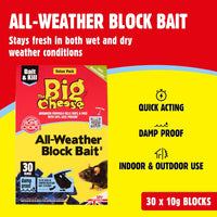 All-Weather Rodent Block - 30 X 10G, for Mice and Rats, Damp-Proof, Weather-Resistant - Super Strength and Highly Effective, Pet Safe, Blue