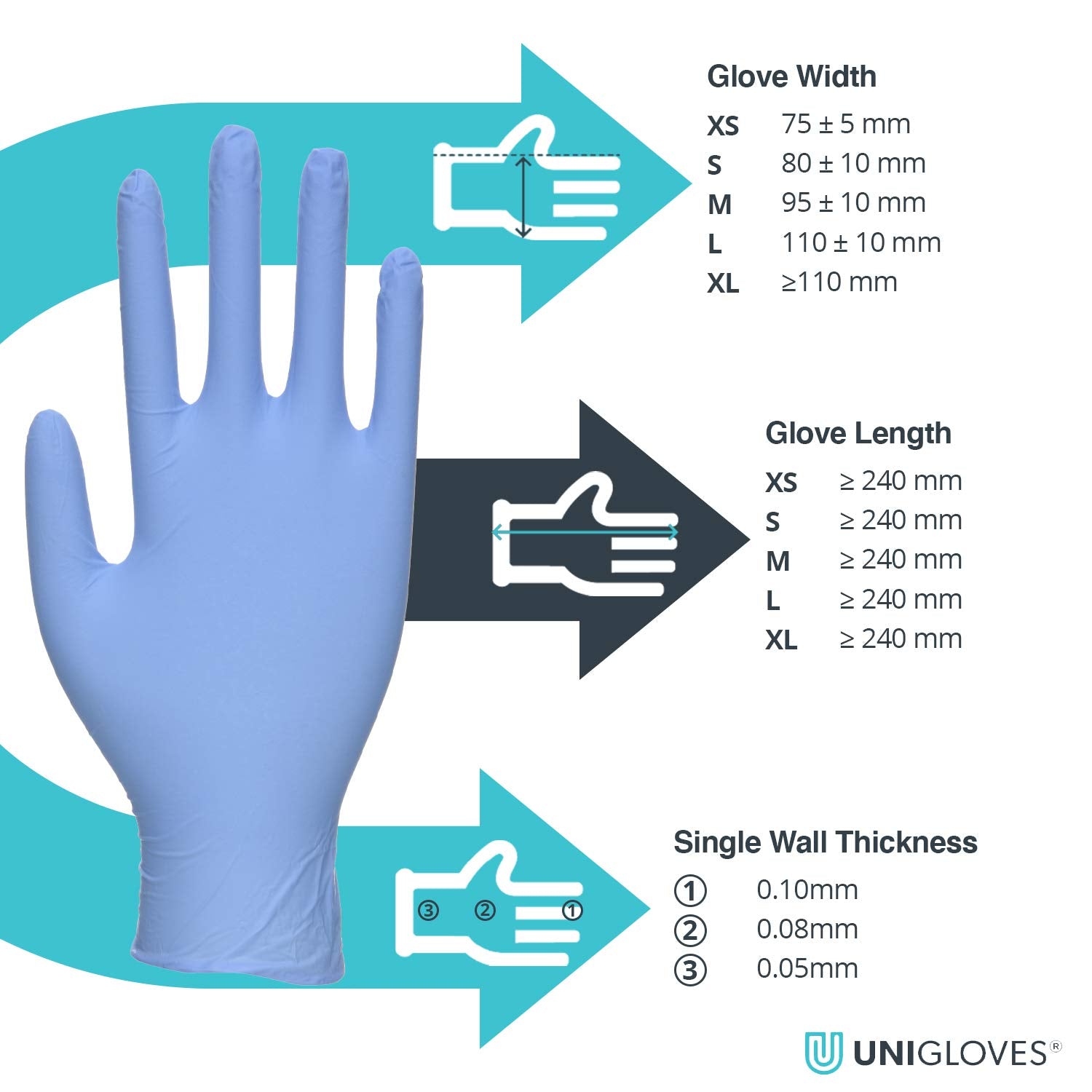 Blue Pearl Nitrile Examination Gloves - Multipurpose, Powder Free and Latex Free Disposable Gloves - Box of 100 Gloves, Blue, Medium (GP0013)