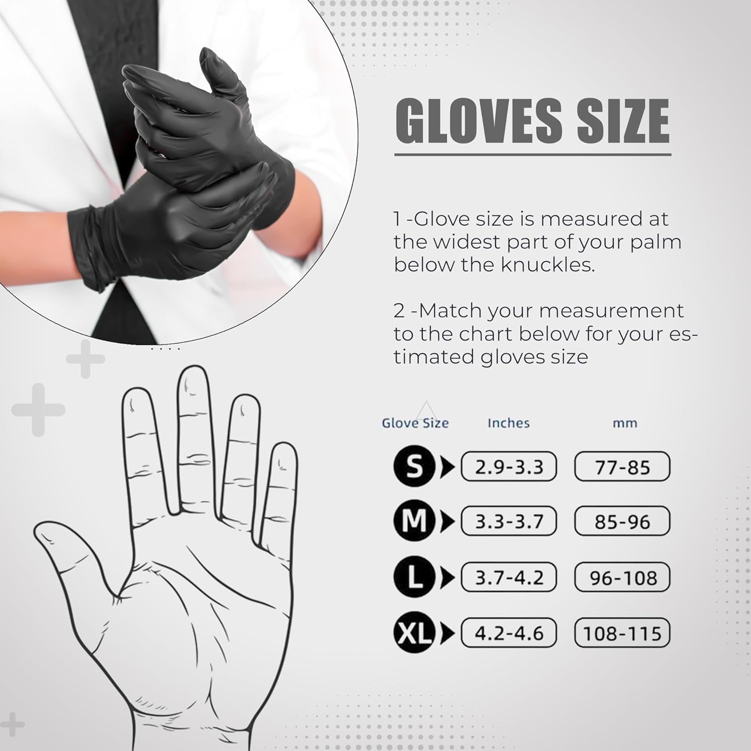 Black Nitrile Disposable Gloves - Latex-Free, Powder-Free, Pack of 100, Strong and Puncture-Resistant, Medical, Food Handling, Tatoo Barber Shop Gloves (Medium)