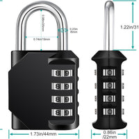 Combination Locker Padlock, 4 Digit Coded Padlock, Gym Lock, School Locker Lock, Weatherproof Combination Lock Outdoor (Black)