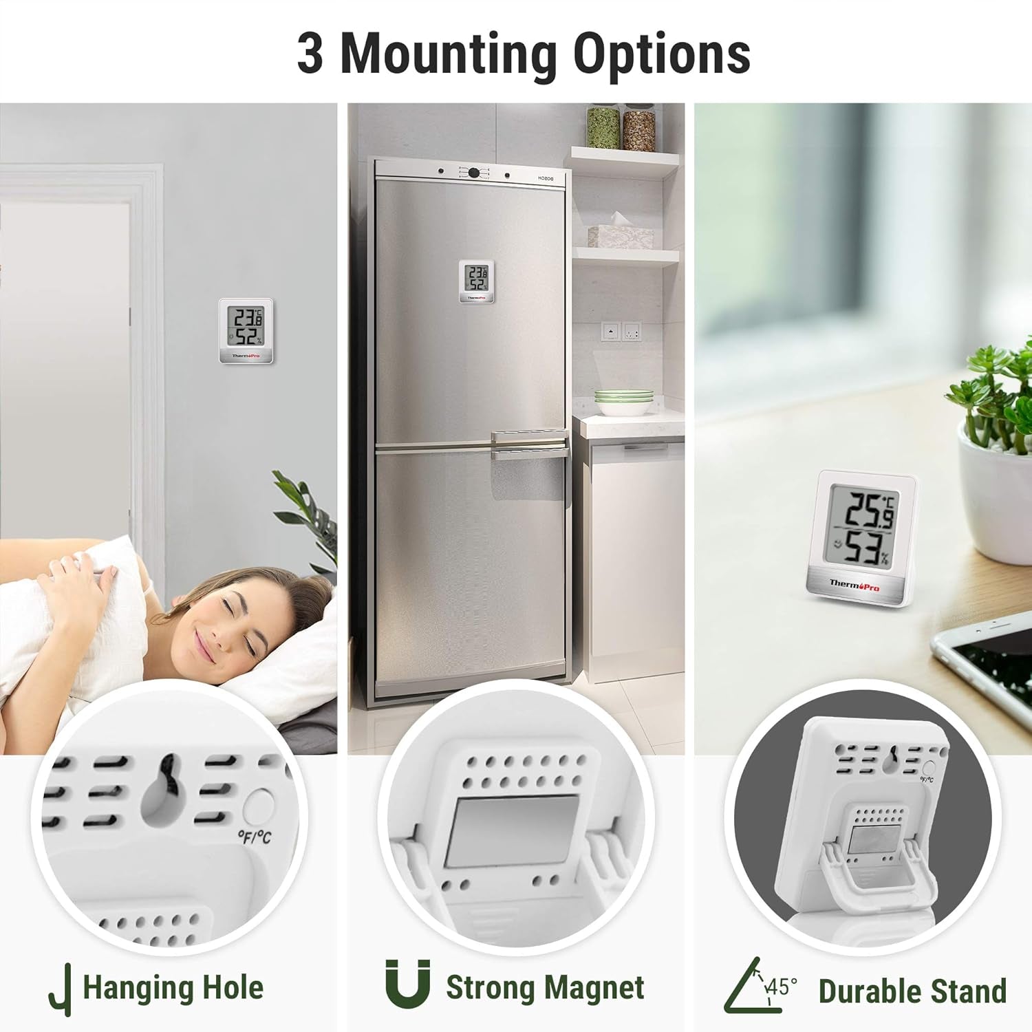 TP49 Small Digital Hygrometer Indoor Thermometer Ambient Thermometer Temperature Monitor and Humidity Meter for Home Office Comfort Reptile Thermometer