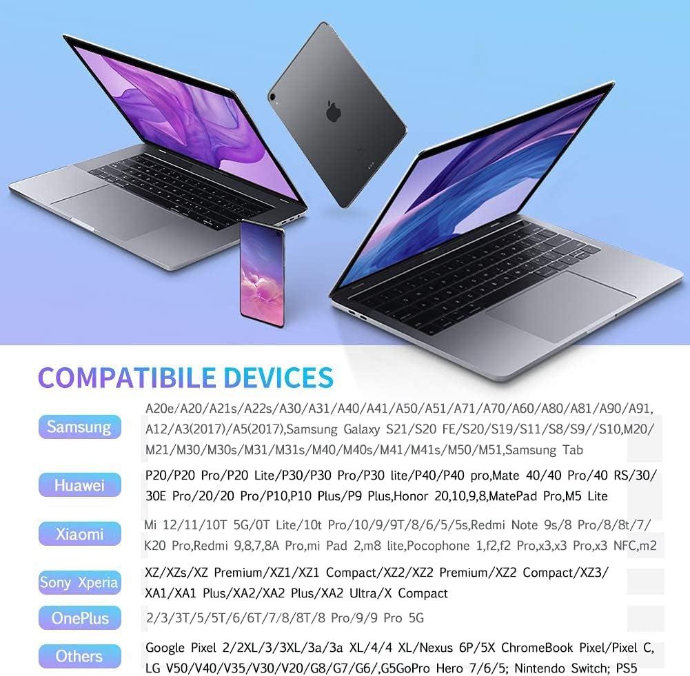 USB C Charger Cable 2M 2Pack USB a to USB C Type C Charger Fast Charging 3A Lead Braided for Samsung Galaxy S22 S21 S20,Pixel 8 7 6,Ps5,Switch