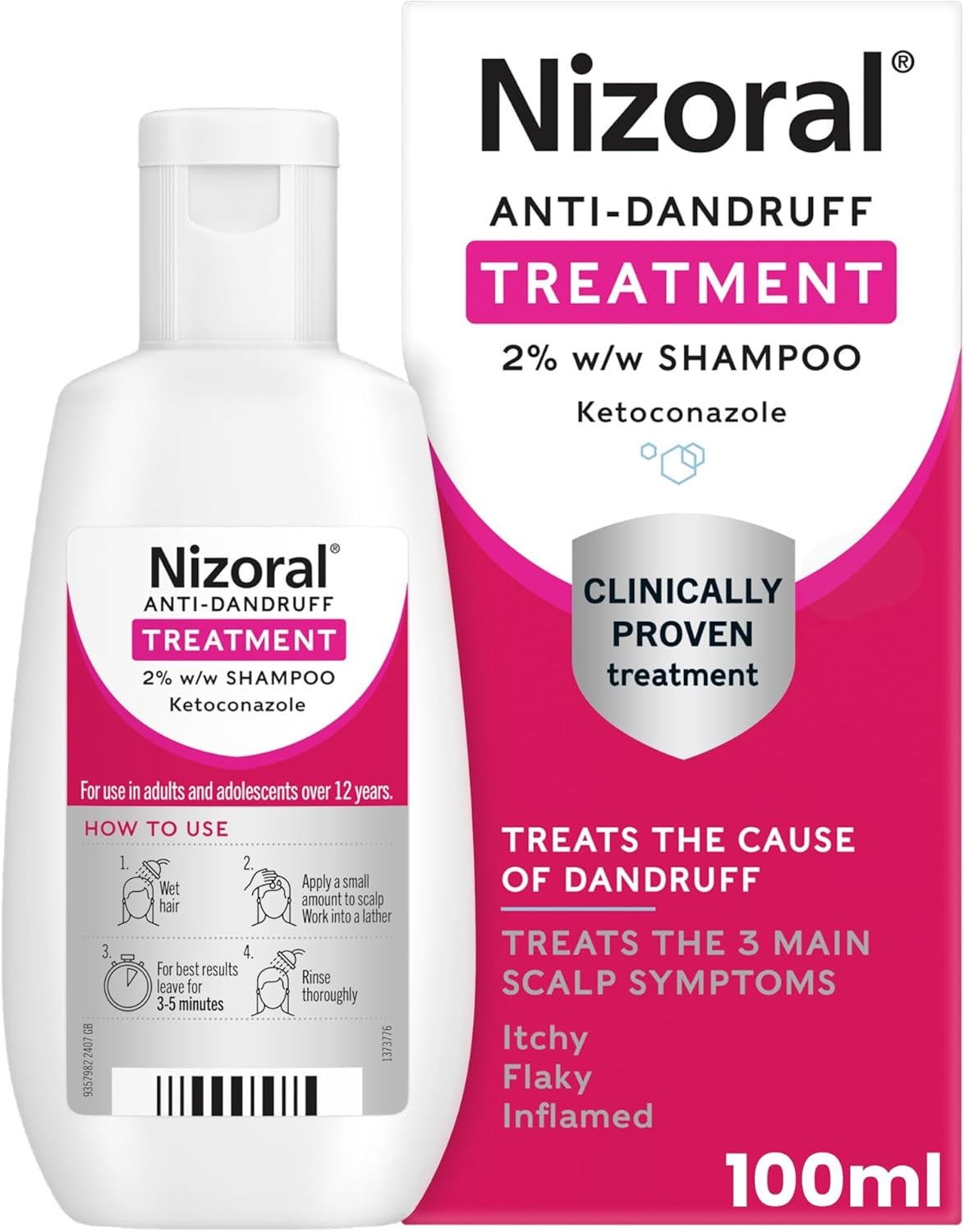 Anti-Dandruff Treatment Shampoo, Treats and Prevents Dandruff, Clinically Proven to Control Itchy & Flaky Scalps, Contains Ketoconazole, 1 X 100Ml