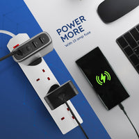 White Electric Extension Lead - 4 Gang, 2 Metre Cable with UK Plug & 3 Pin Socket - Wall Mountable & Multi Socket Mains Strip for Home, Bedroom, Kitchen, & Office (1 Pack)