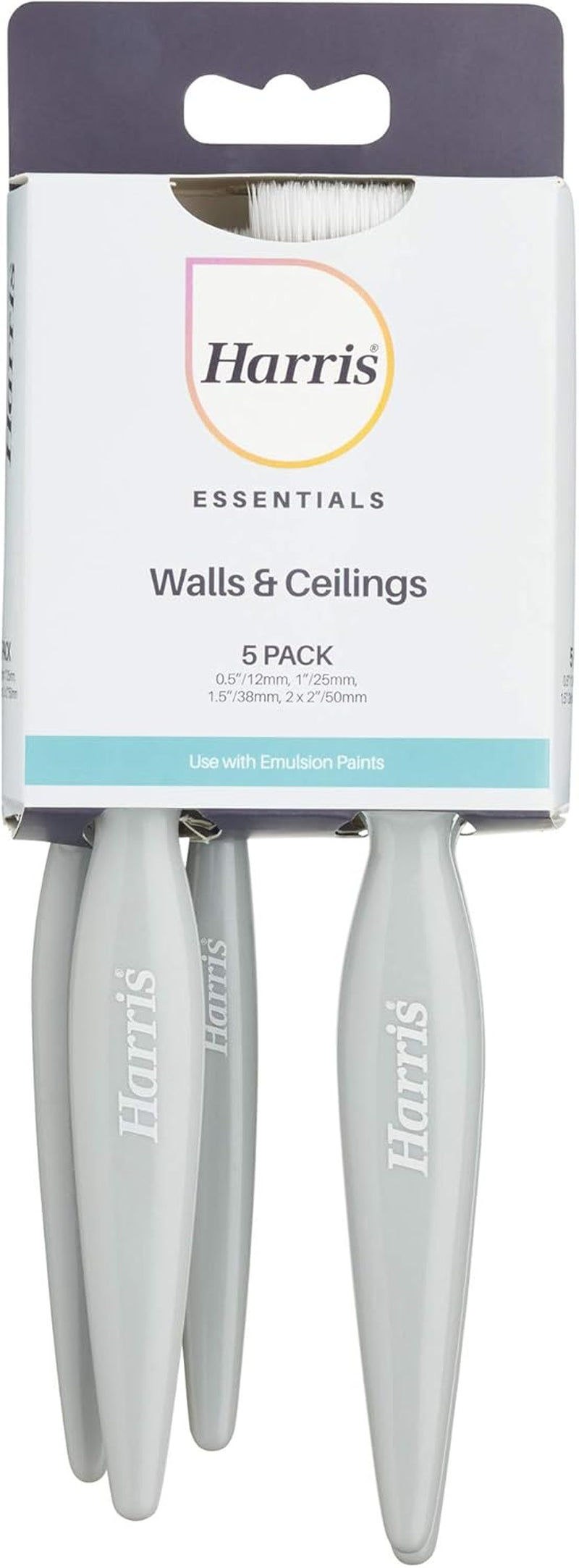 Essentials Walls & Ceilings Paint Brush Set | Pack of 5 | 0.5", 1", 1.5", 2"