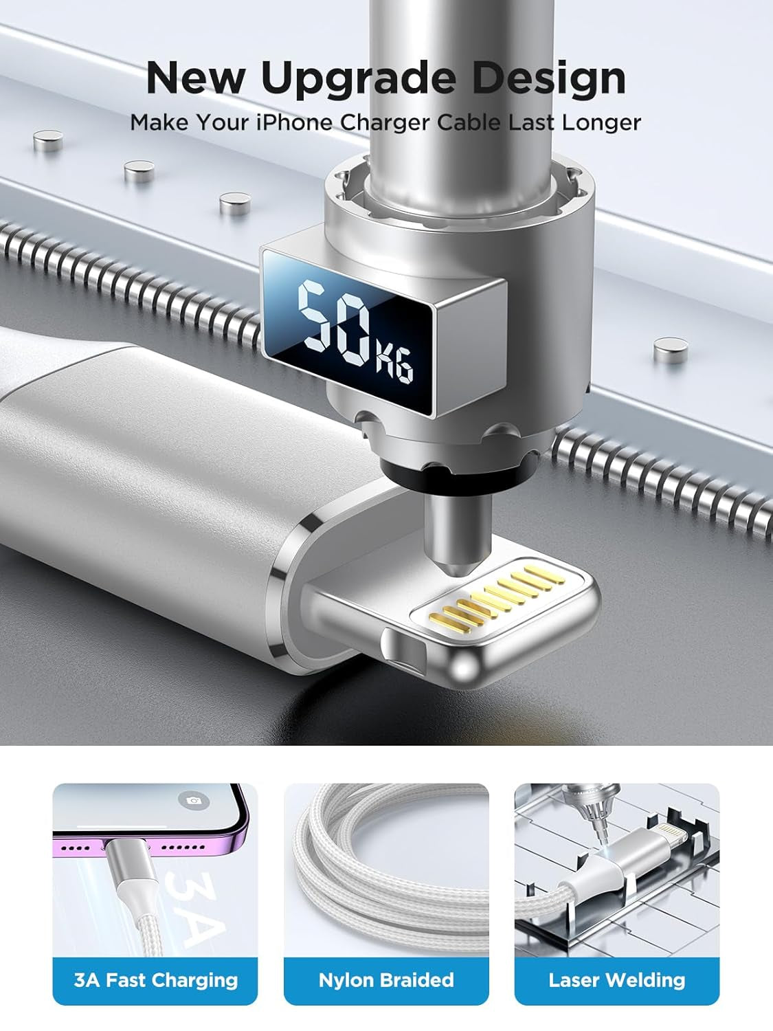 Iphone Charger Cable 2M, Mfi Certified Lightning Cable Fast Charging Iphone Charger Nylon USB Iphone Charging Cable Lead for Iphone 14 13 12 11 Pro Max XS XR X 8 7 6 plus 5 Se,Ipad