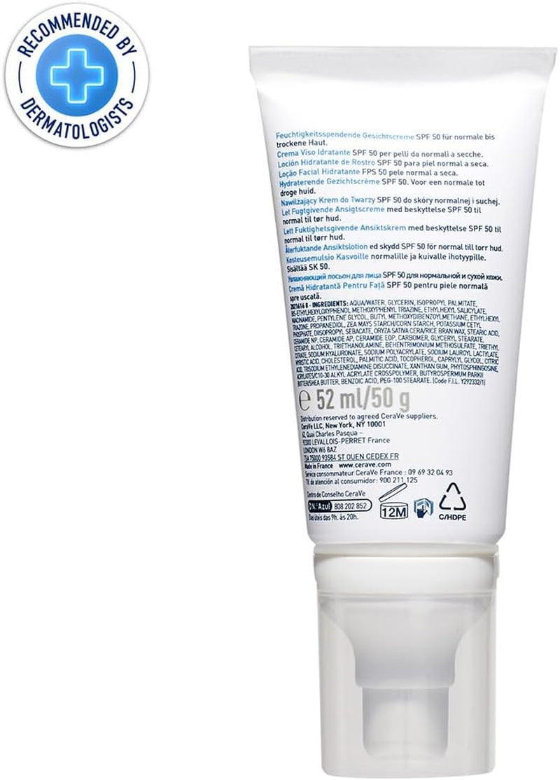 Cerave AM Facial Moisturising Lotion Normal to Dry Skin 52Ml with UV Protection and 3 Essential Ceramides