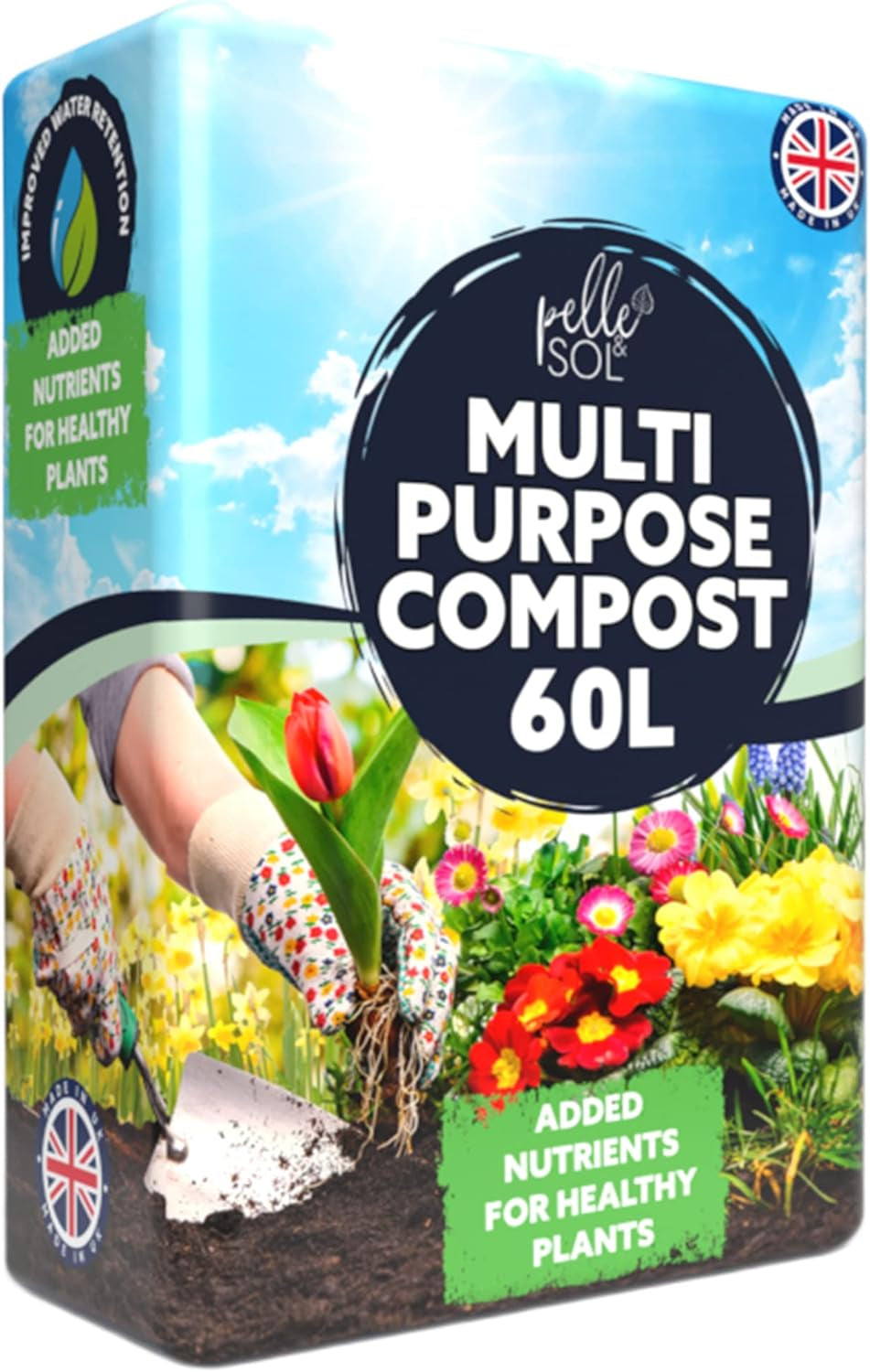 60L Multi Purpose Compost - Compost for Outdoor Plants & Soil for Plants Indoors - Potting Soil for Pots Plants Outdoor - All Purpose Nutrient Rich Fertiliser, Houseplant Potting Mix